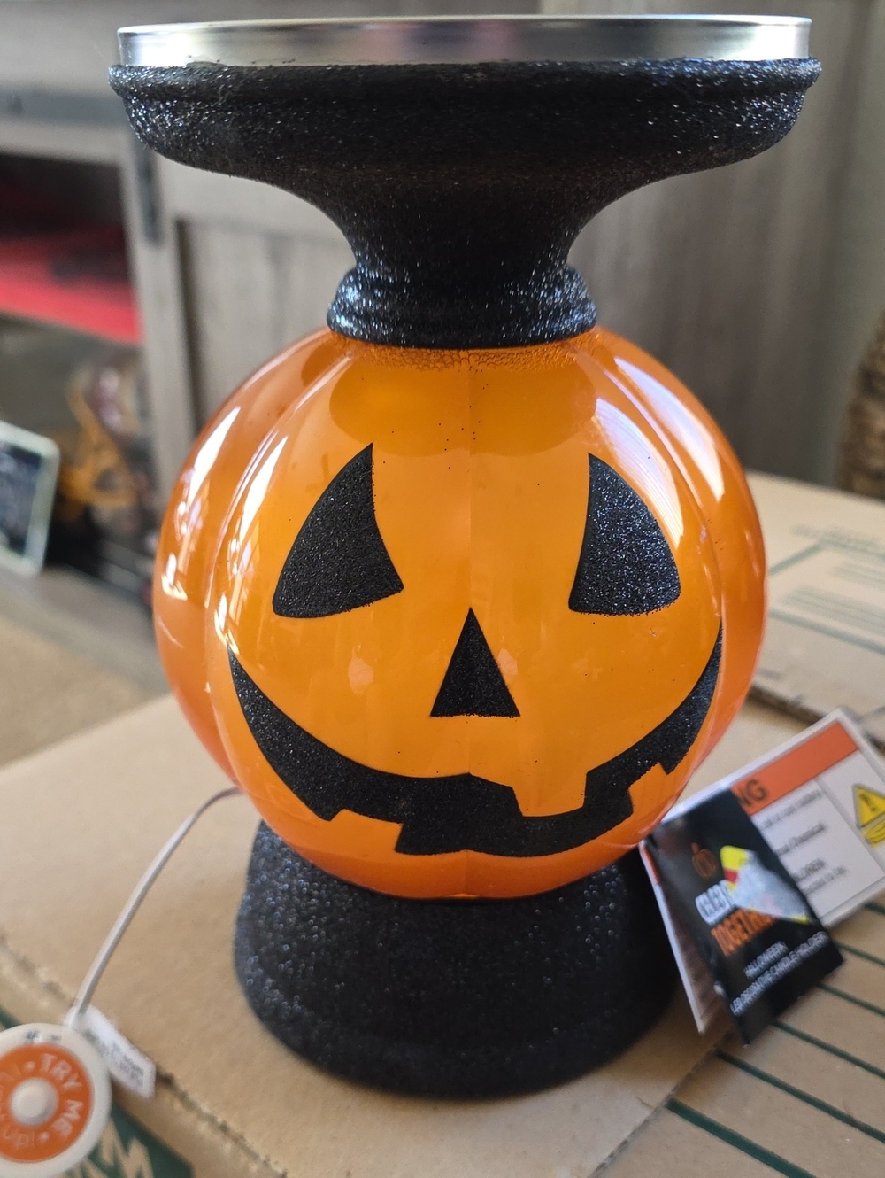 Celebrate Together LED Orange Jack-O'-Lantern Decorative Candle Holder